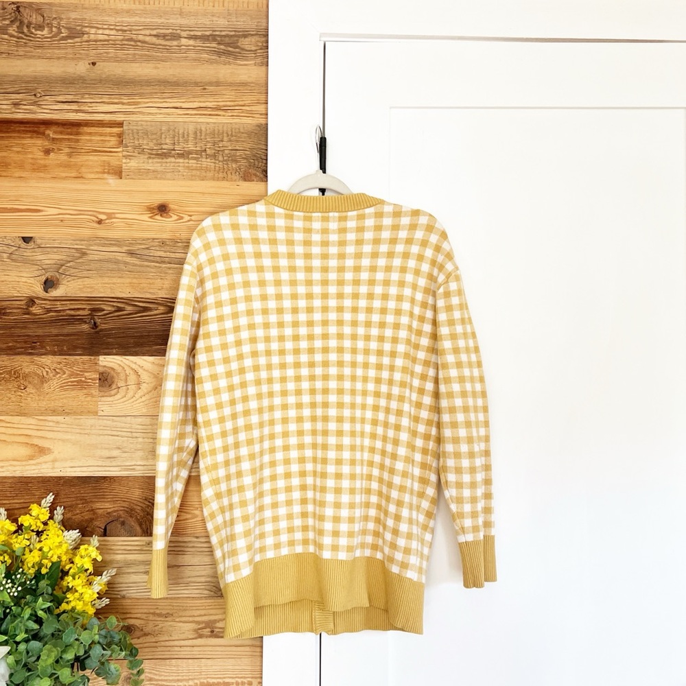Joie Mustard Gingham Gold Button Cardigan - Picture 3 of 3
